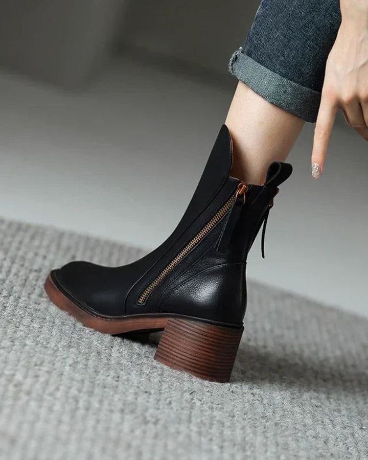 Pernel | Bottes en Cuir à Talon Carré