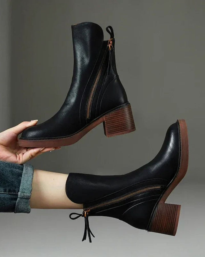 Pénélope | Bottes en Cuir à Talon Carré