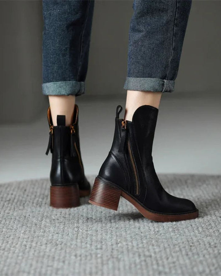 Paulette | Bottes en Cuir à Talon Carré