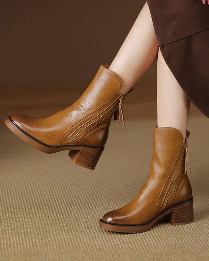 Pearl | Bottes en Cuir à Talon Carré