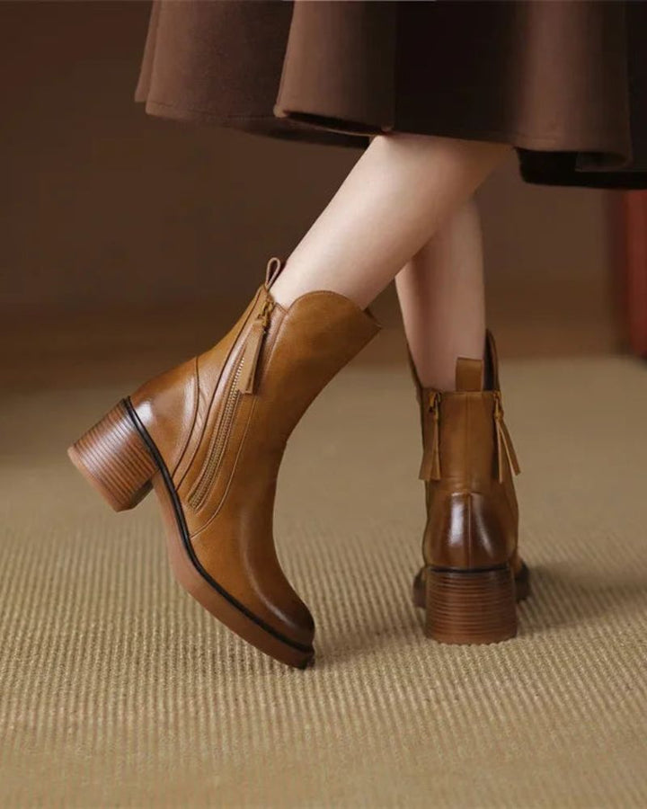 Pernelle | Bottes en Cuir à Talon Carré