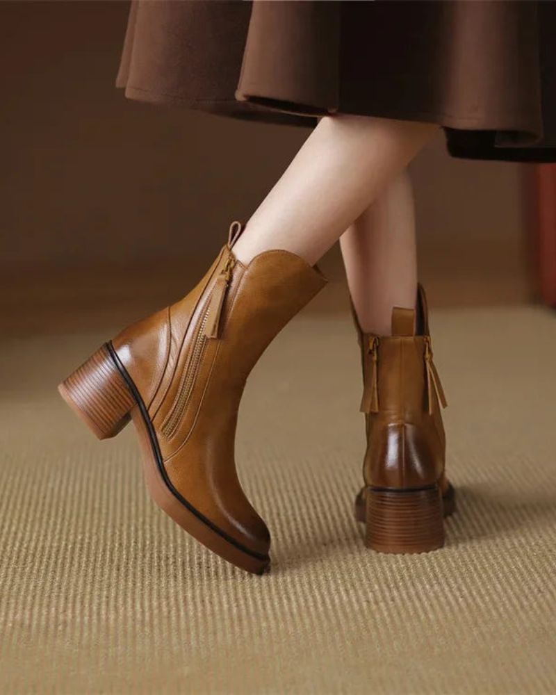 Pernelie | Bottes en Cuir à Talon Carré