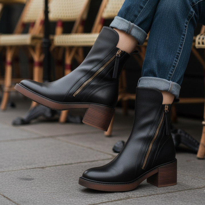 Pénélope | Bottes en Cuir à Talon Carré