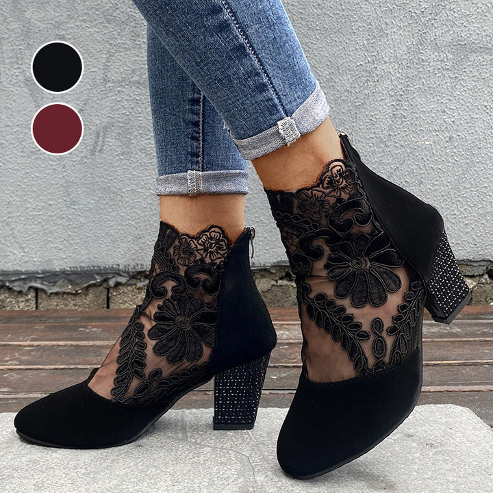 Joséphine | Bottines à Talon en Dentelle