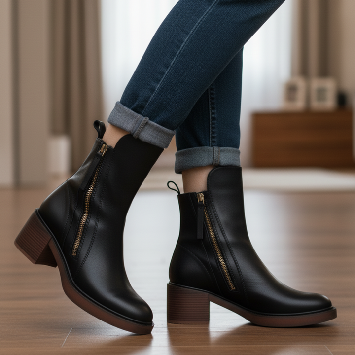 Pernelie | Bottes en Cuir à Talon Carré