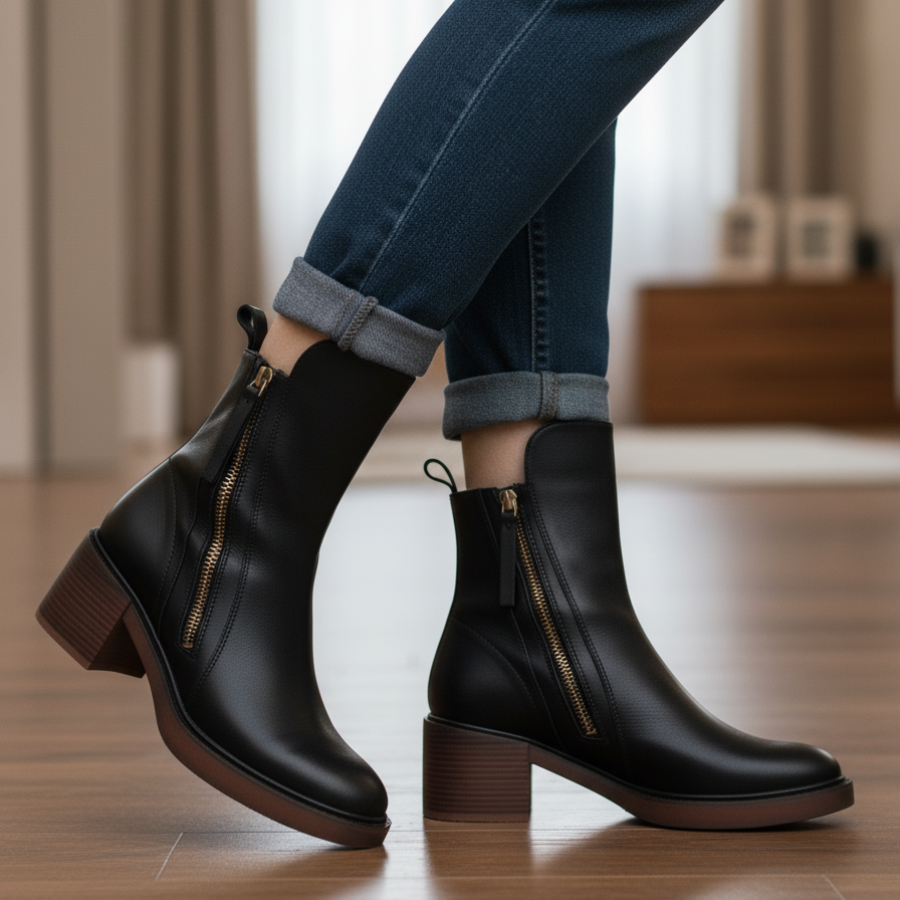 Pearl | Bottes en Cuir à Talon Carré