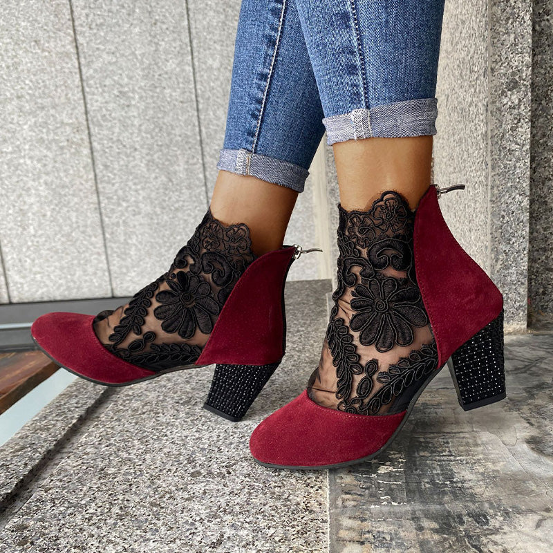Joséphine | Bottines à Talon en Dentelle