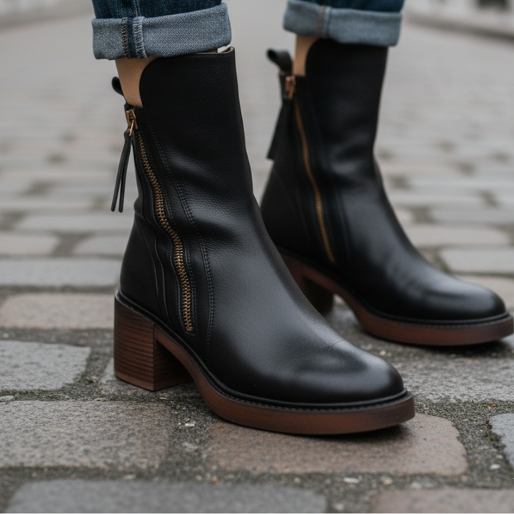 Pénélope | Bottes en Cuir à Talon Carré