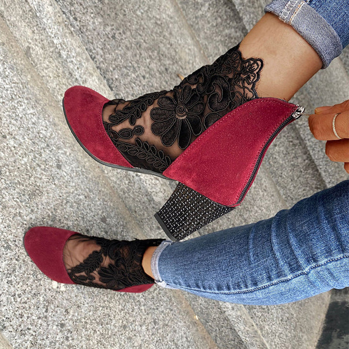 Joséphine | Bottines à Talon en Dentelle