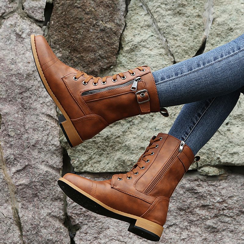 Nathalie | Bottines à Lacets et Zip Latéral