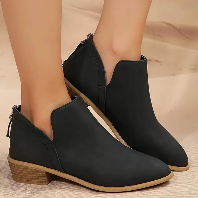 Roxane | Bottines à Talon Bloc et Zip Arrière
