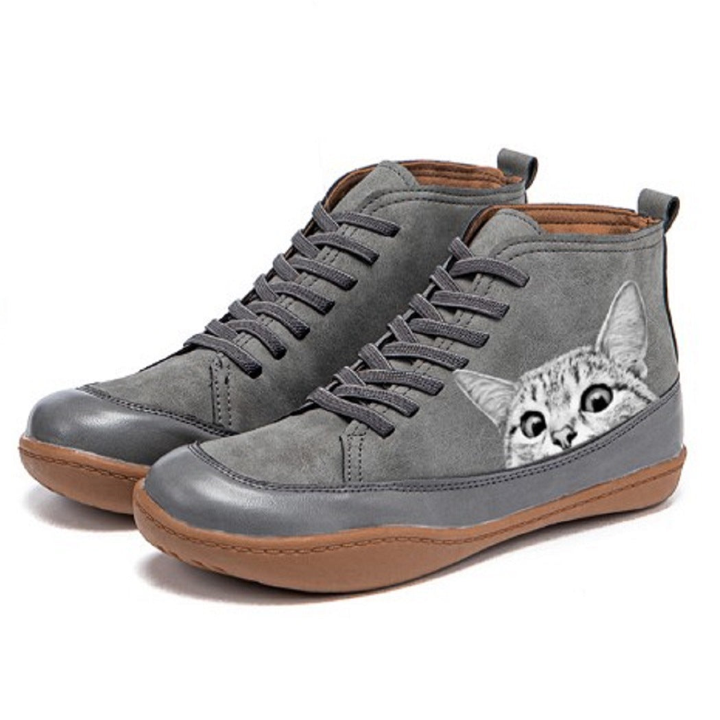 Mirabelle | Bottines Orthopédiques à Motif Chat