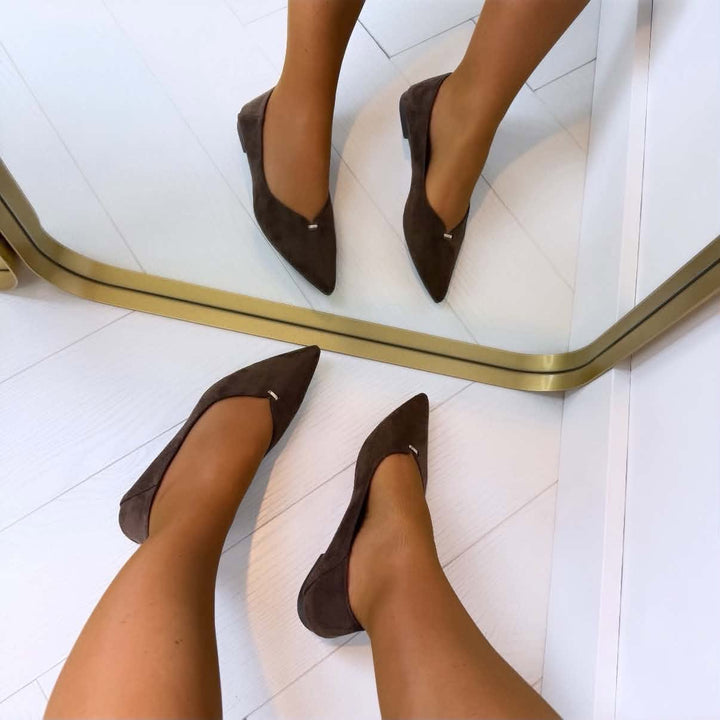 Servane | Ballerines Pointues à Détail Doré
