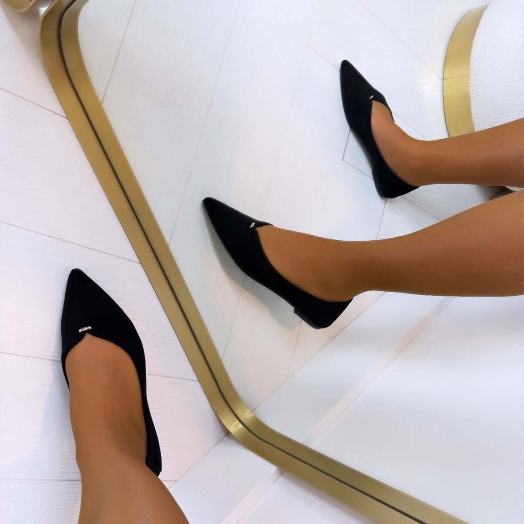 Servane | Ballerines Pointues à Détail Doré