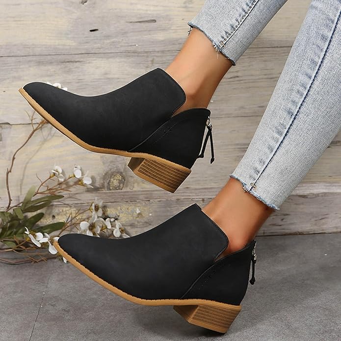 Roxane | Bottines à Talon Bloc et Zip Arrière