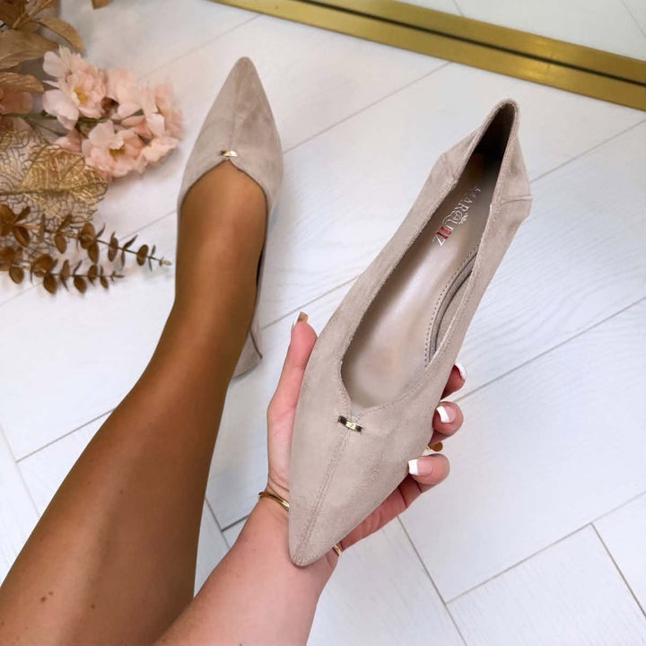 Servane | Ballerines Pointues à Détail Doré