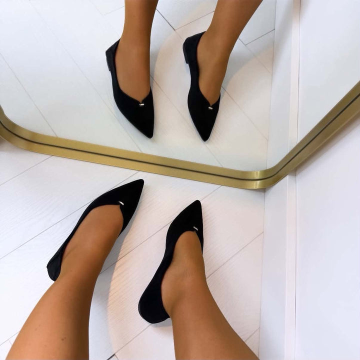 Servane | Ballerines Pointues à Détail Doré