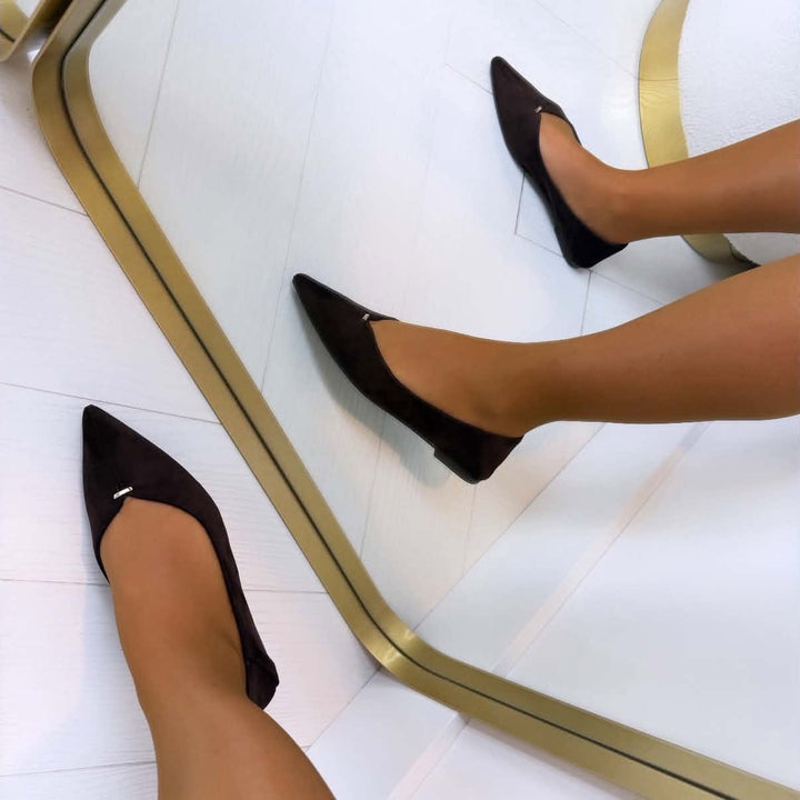 Servane | Ballerines Pointues à Détail Doré