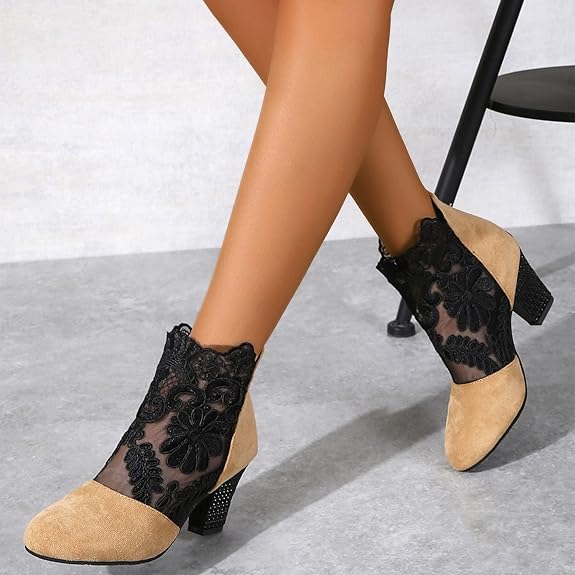 Joséphine | Bottines à Talon en Dentelle