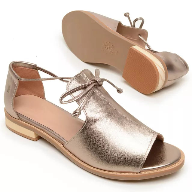 Liliane | Sandales en Cuir Métallisé à Nœud