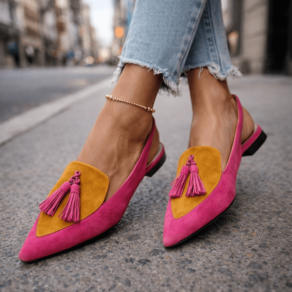 Rosalie | Ballerines Plates à Brides et Pompons