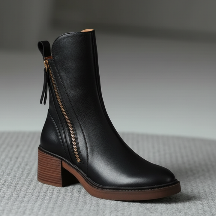 Pearl | Bottes en Cuir à Talon Carré