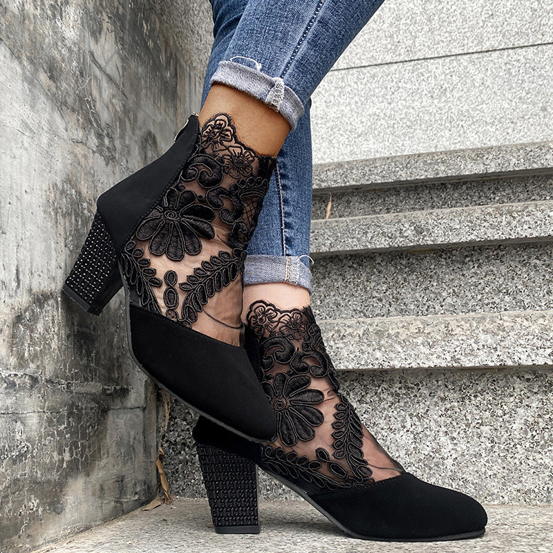 Joséphine | Bottines à Talon en Dentelle