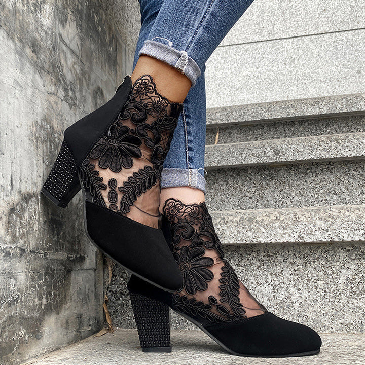 Joséphine | Bottines à Talon en Dentelle