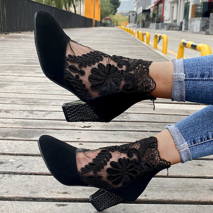 Joséphine | Bottines à Talon en Dentelle