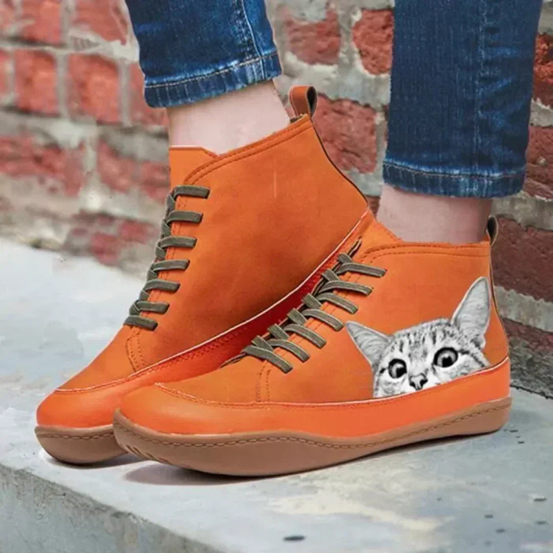Mirabelle | Bottines Orthopédiques à Motif Chat