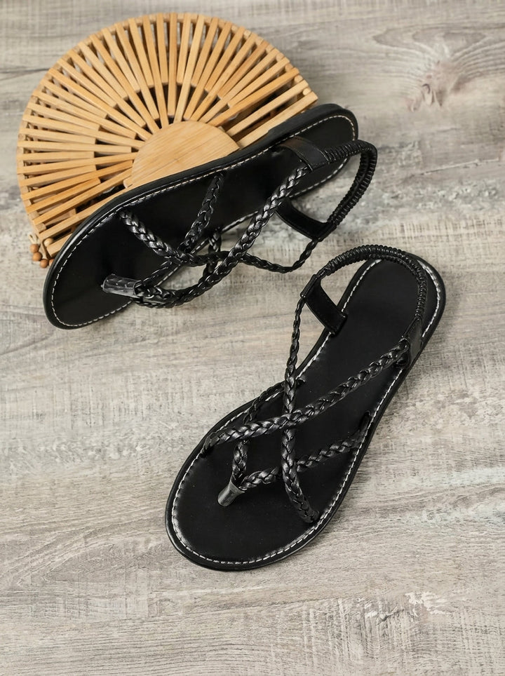 Violette | Sandales à Brides Tressées Métallisées