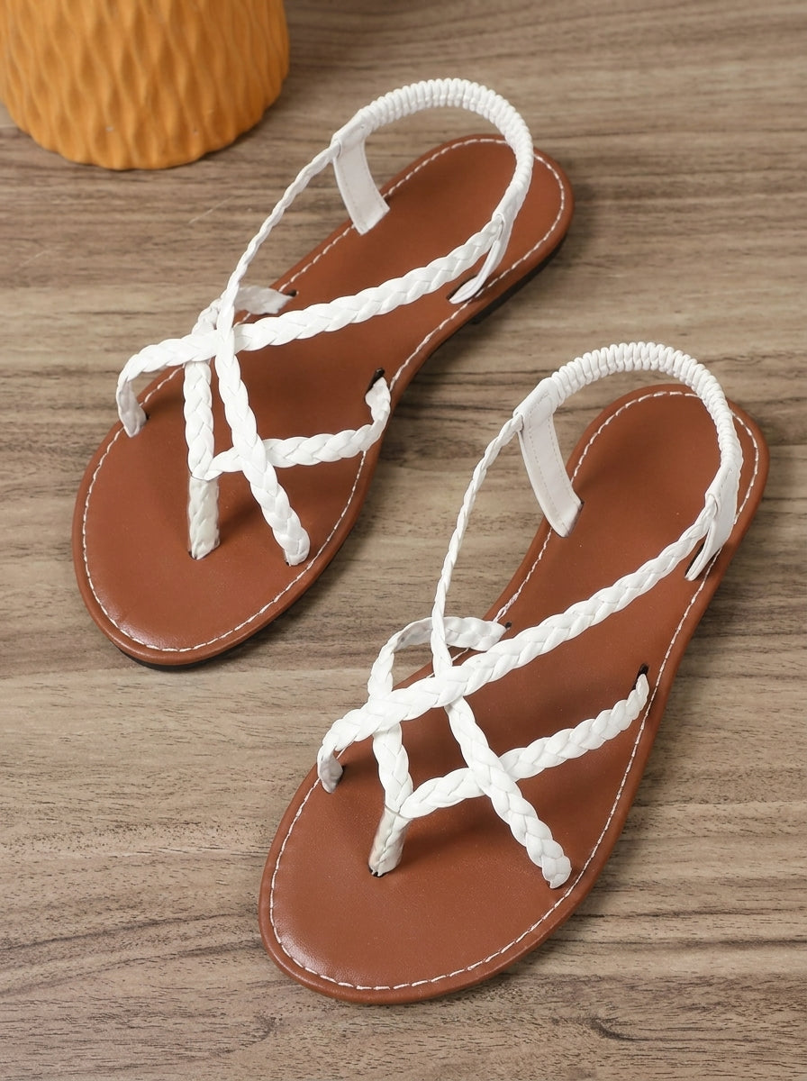 Violette | Sandales à Brides Tressées Métallisées