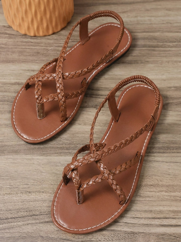 Violette | Sandales à Brides Tressées Métallisées