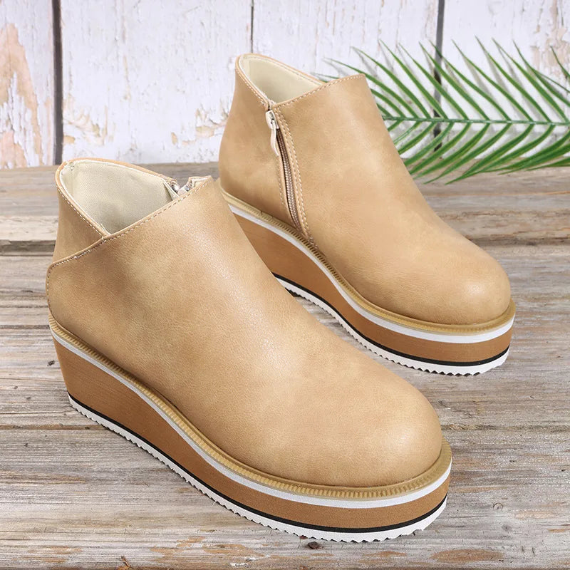 Elisa | Bottines Compensées à Zip Latéral