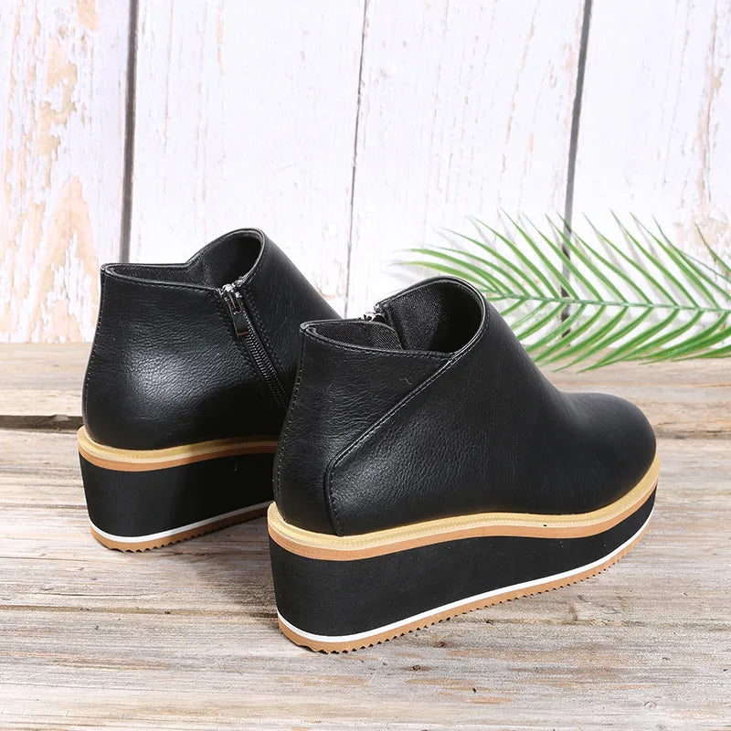 Corinne | Bottines Compensées à Zip Latéral