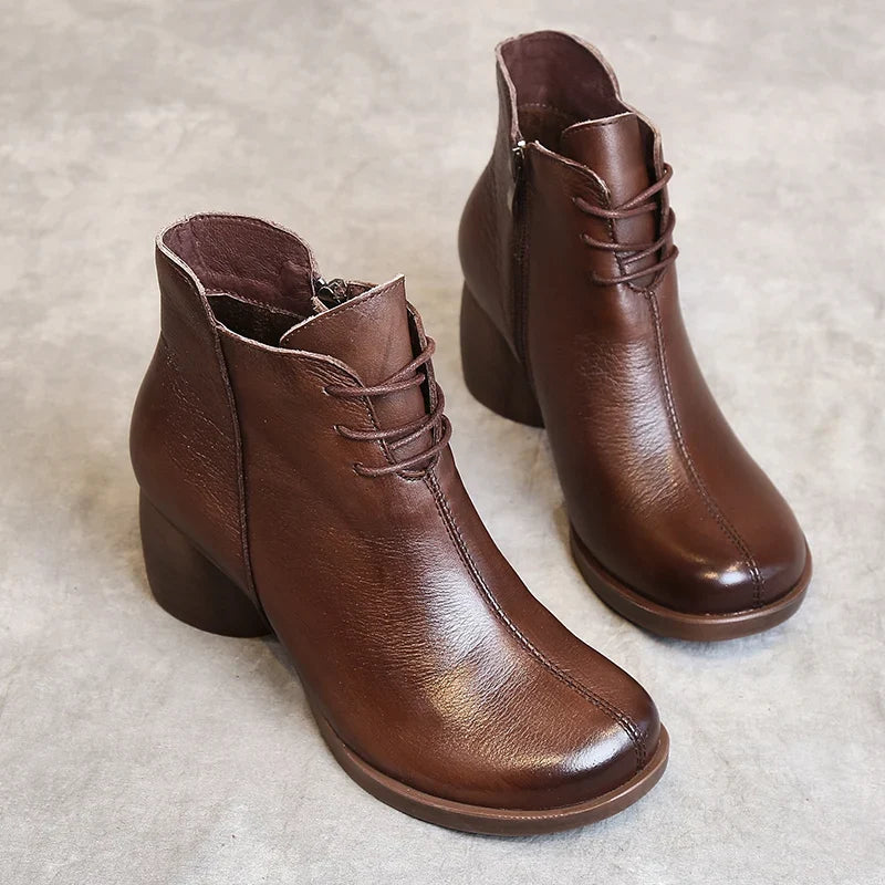 Séverine | Bottines Rétro en Cuir à Talon Bloc