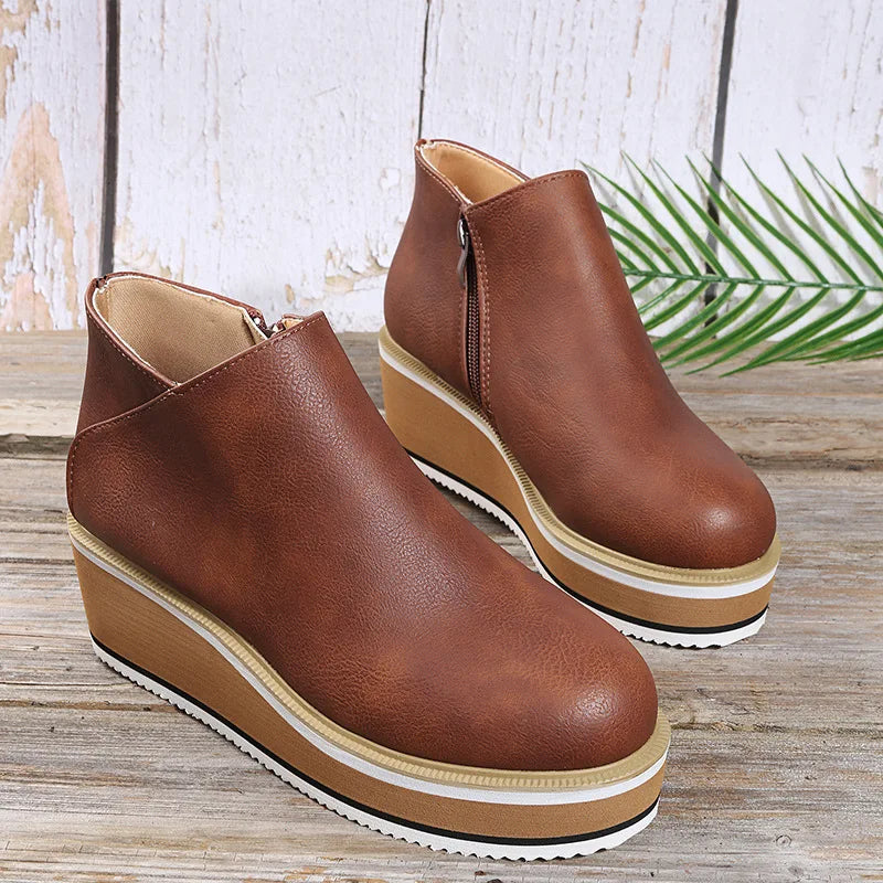 Clarisse | Bottines Compensées à Zip Latéral