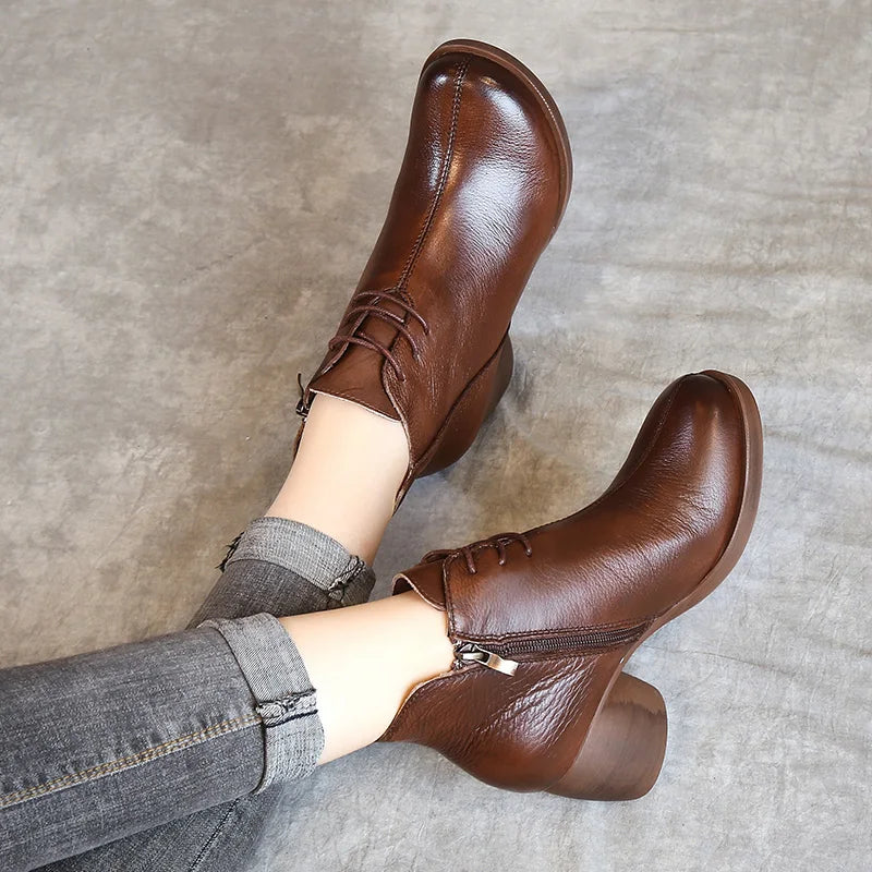 Séverine | Bottines Rétro en Cuir à Talon Bloc