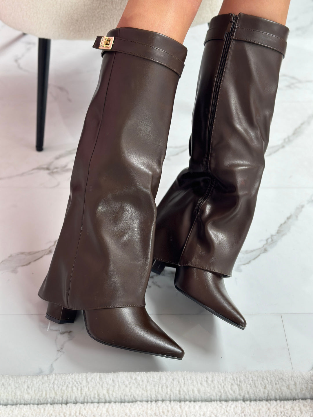 Vivienne | Bottes Hautes en Cuir à Boucle