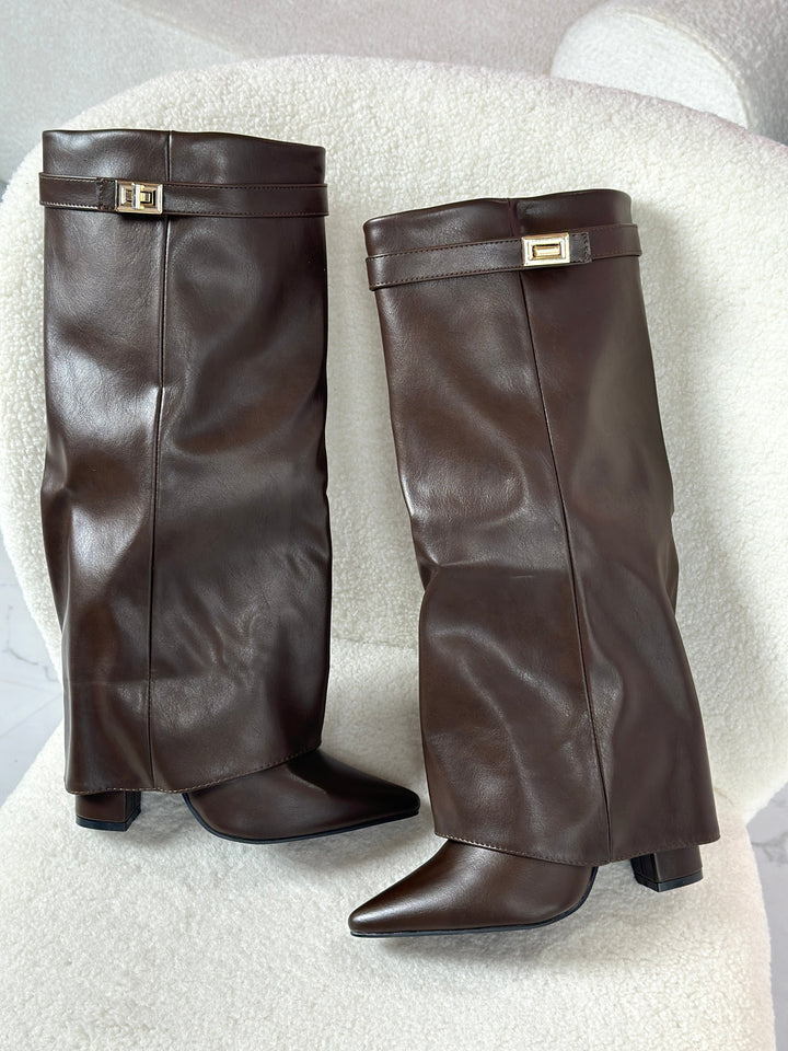 Vivienne | Bottes Hautes en Cuir à Boucle