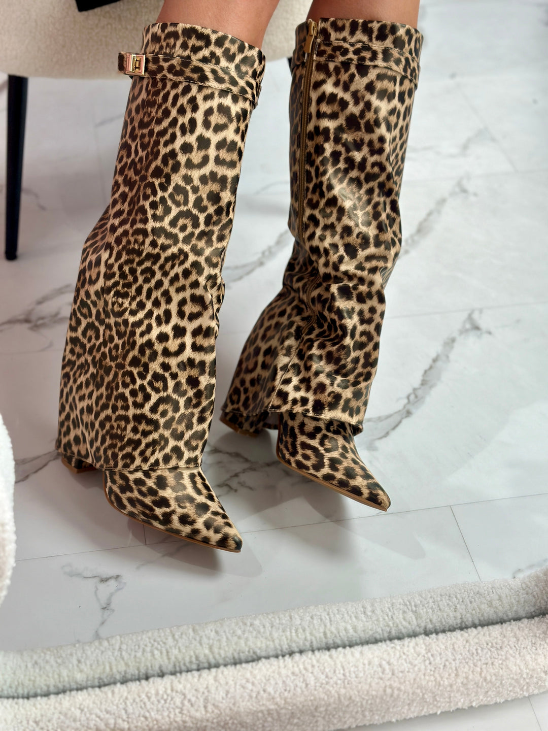 Félicie | Bottes Hautes Léopard à Bout Pointu