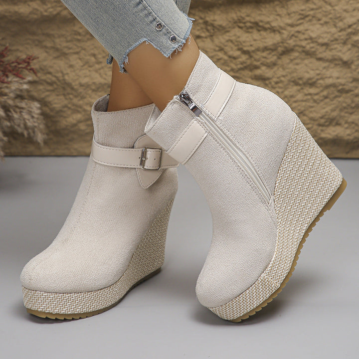 Honorine | Bottines Compensées à Boucle et Zip Latéral