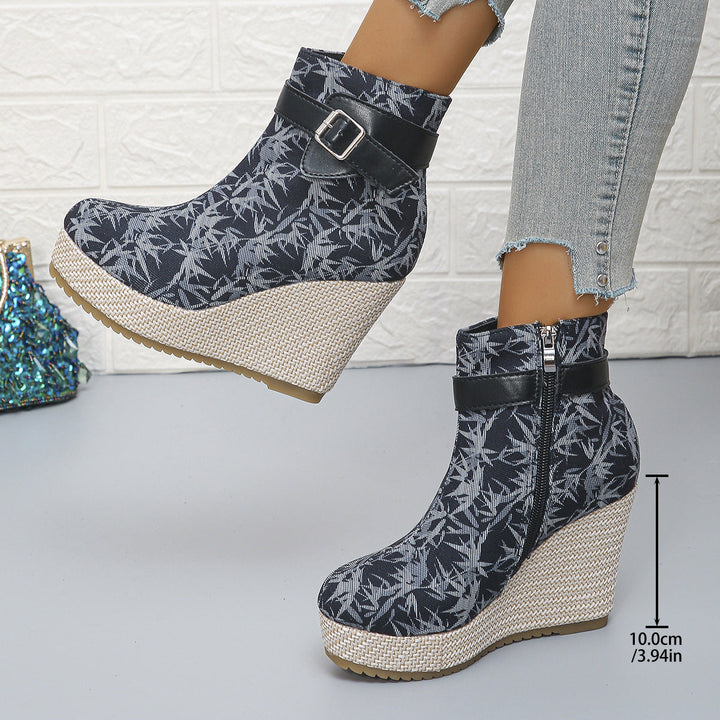 Honorine | Bottines Compensées à Boucle et Zip Latéral