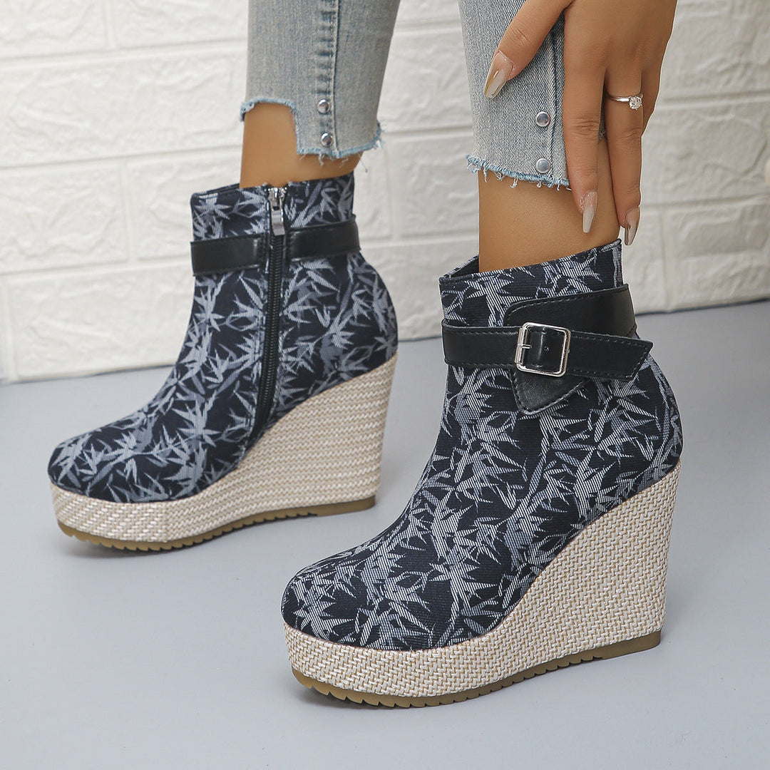 Honorine | Bottines Compensées à Boucle et Zip Latéral