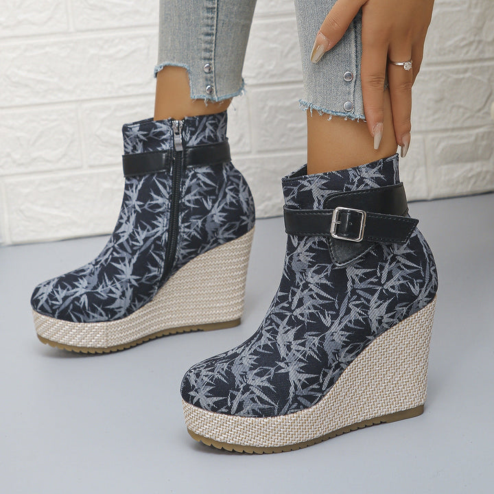 Honorine | Bottines Compensées à Boucle et Zip Latéral