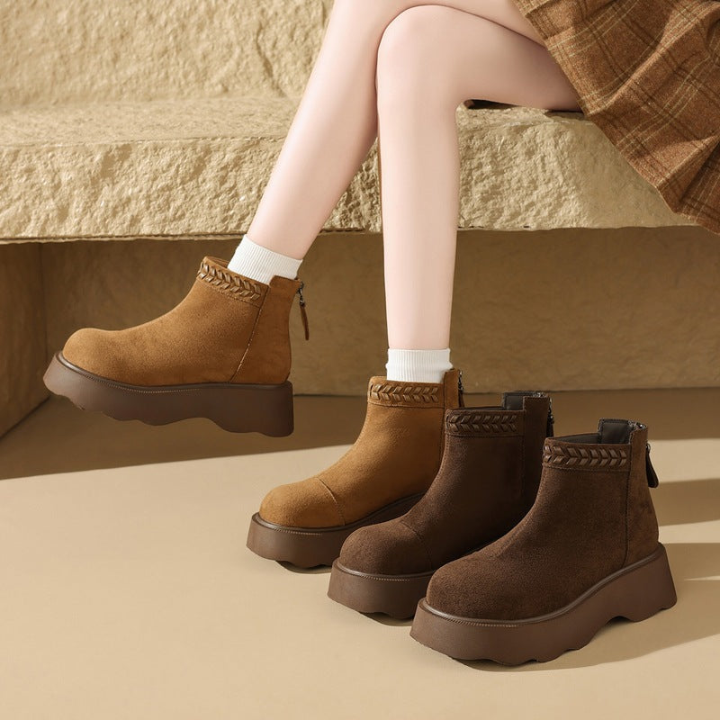 Rosine | Bottines Plateforme Fourrées à Zip Arrière