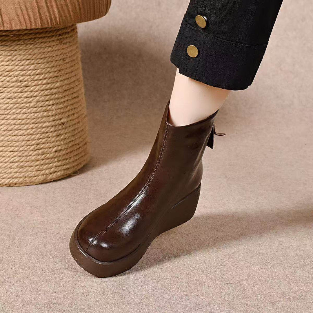 Solange | Bottines Compensées Fourrées en Cuir
