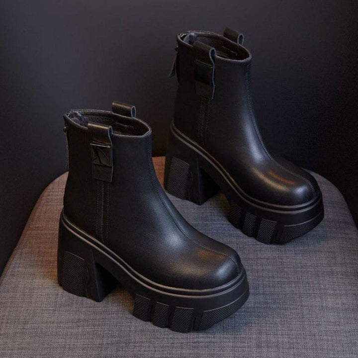 Sophie | Bottines Plateforme à Talon Bloc et Zip Arrière