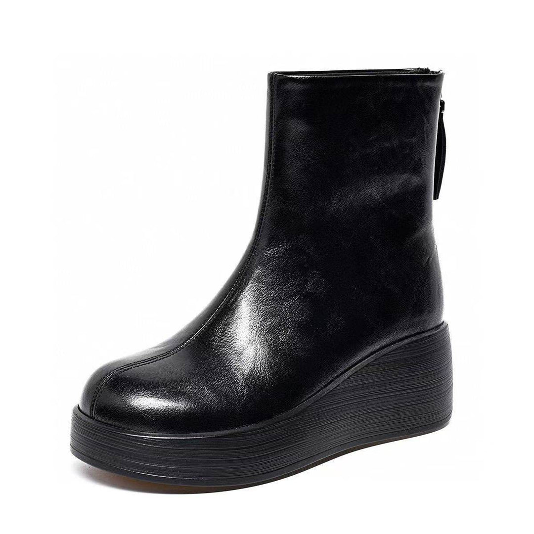 Suzanne | Bottines Compensées Fourrées en Cuir