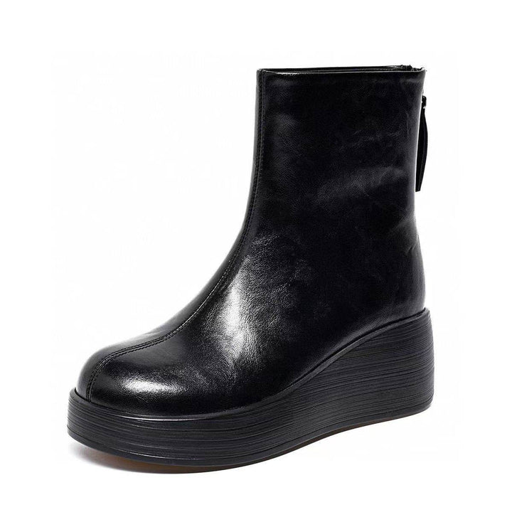 Suzanne | Bottines Compensées Fourrées en Cuir